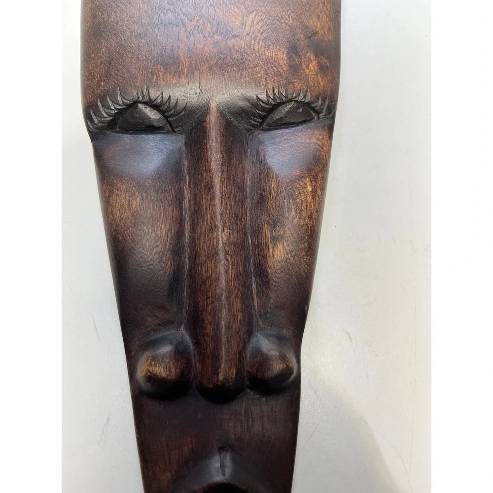 Vintage Carved Hard Wood African Style Mask Home Wall Decor 17